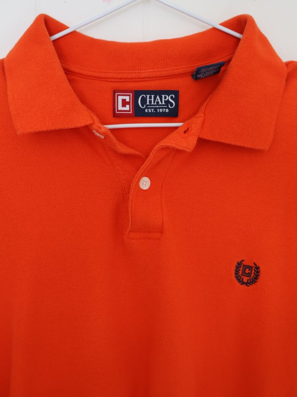 💜 2 for $25 💜 Chaps Orange Pique Cotton Polo Shirt Embroidered Crest (Men’s L) - Picture 4 of 9